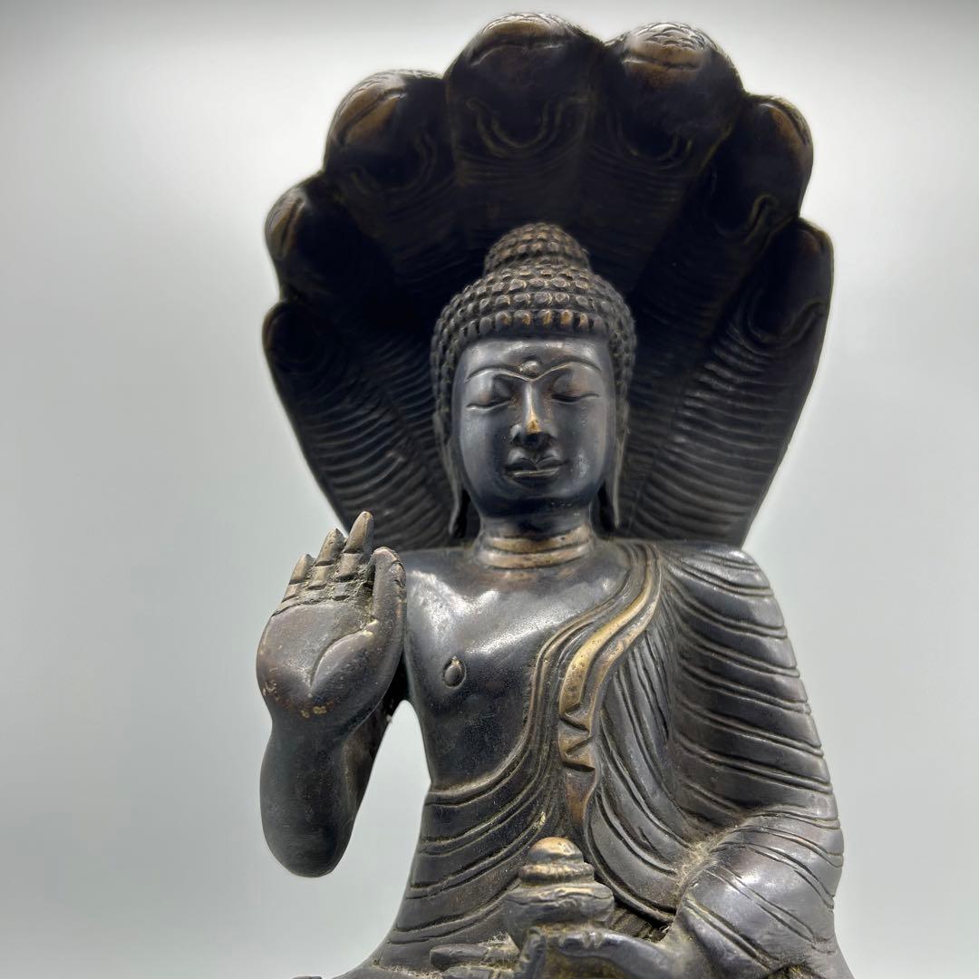 【仏陀　ナーガ　ブロンズ　銅像】仏教美術　仏像釈迦　カンボジア　アンコールワット