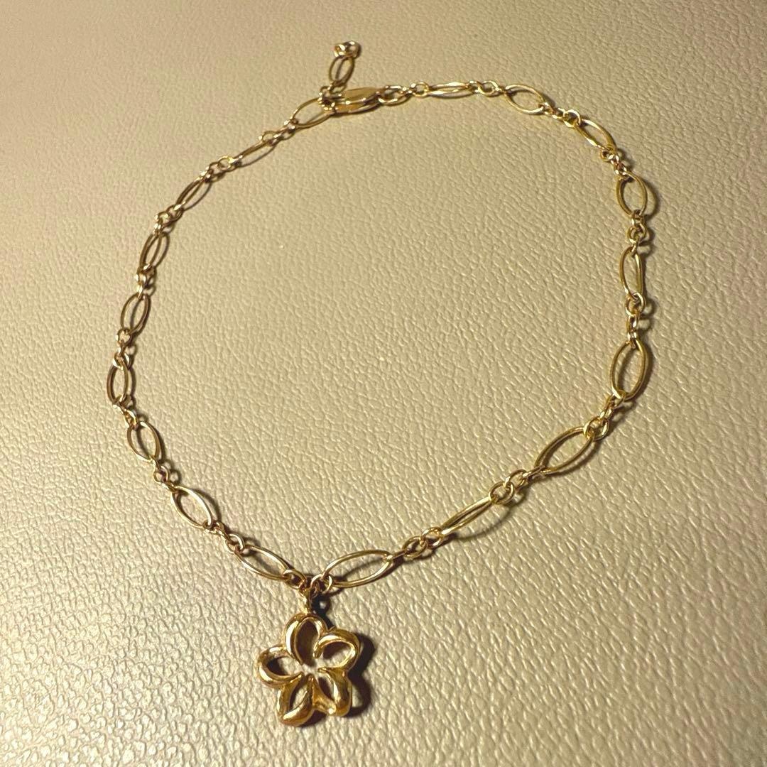 【14K】ハワイアンジュエリー　アンクレット　ハイビスカス【美品】