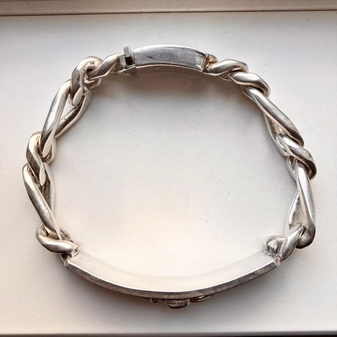 80.74g MEXICO 百合 フィガロ シルバー925 IDブレスレット