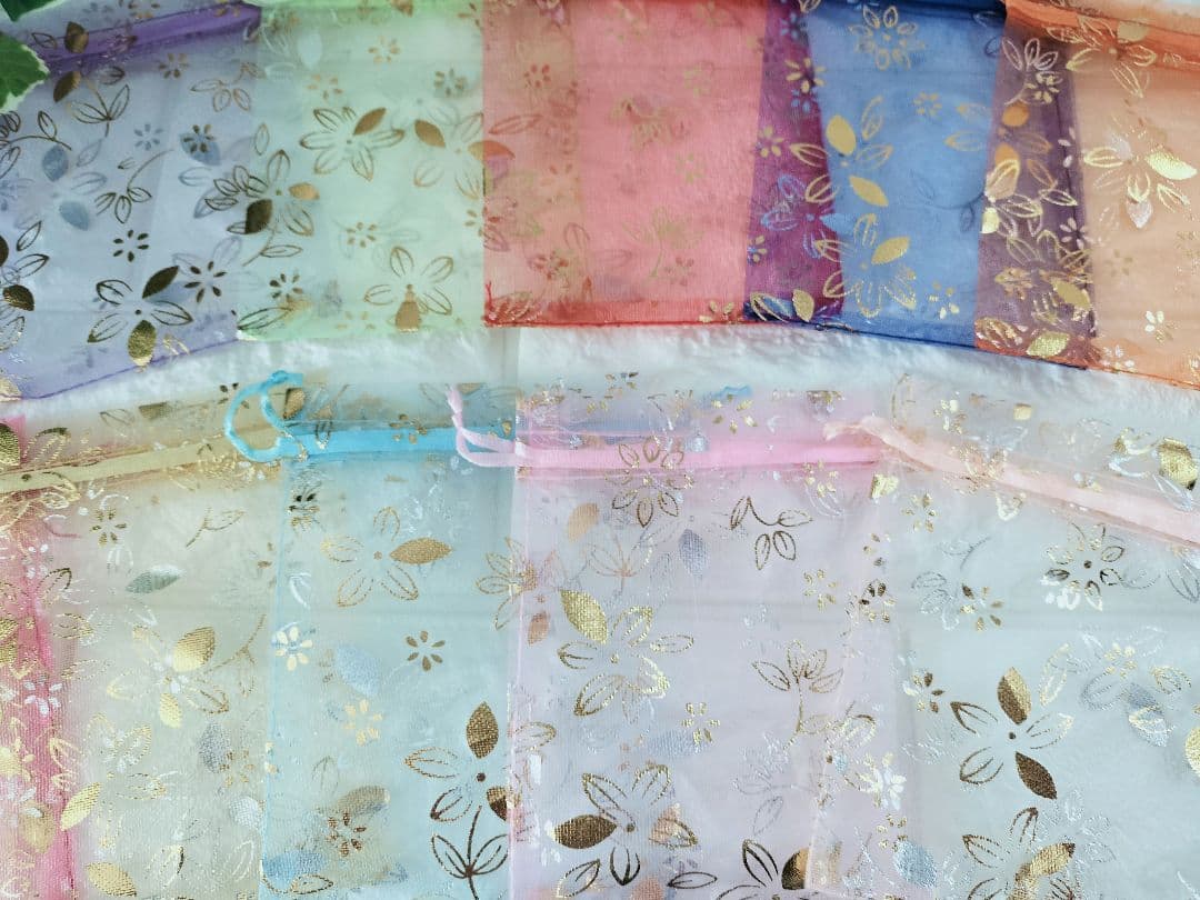 オーガンジー巾着袋　9柄　6サイズ　全17種×各7枚　全計119枚(1890)