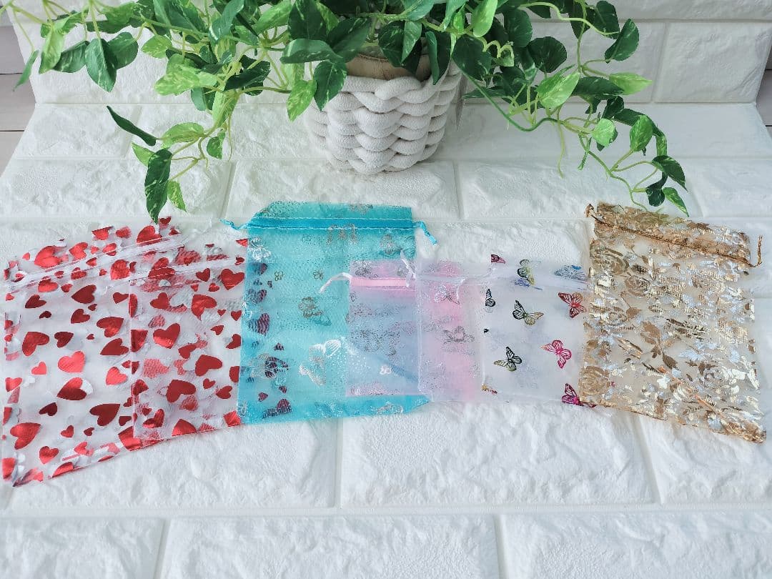 オーガンジー巾着袋　9柄　6サイズ　全17種×各7枚　全計119枚(1890)