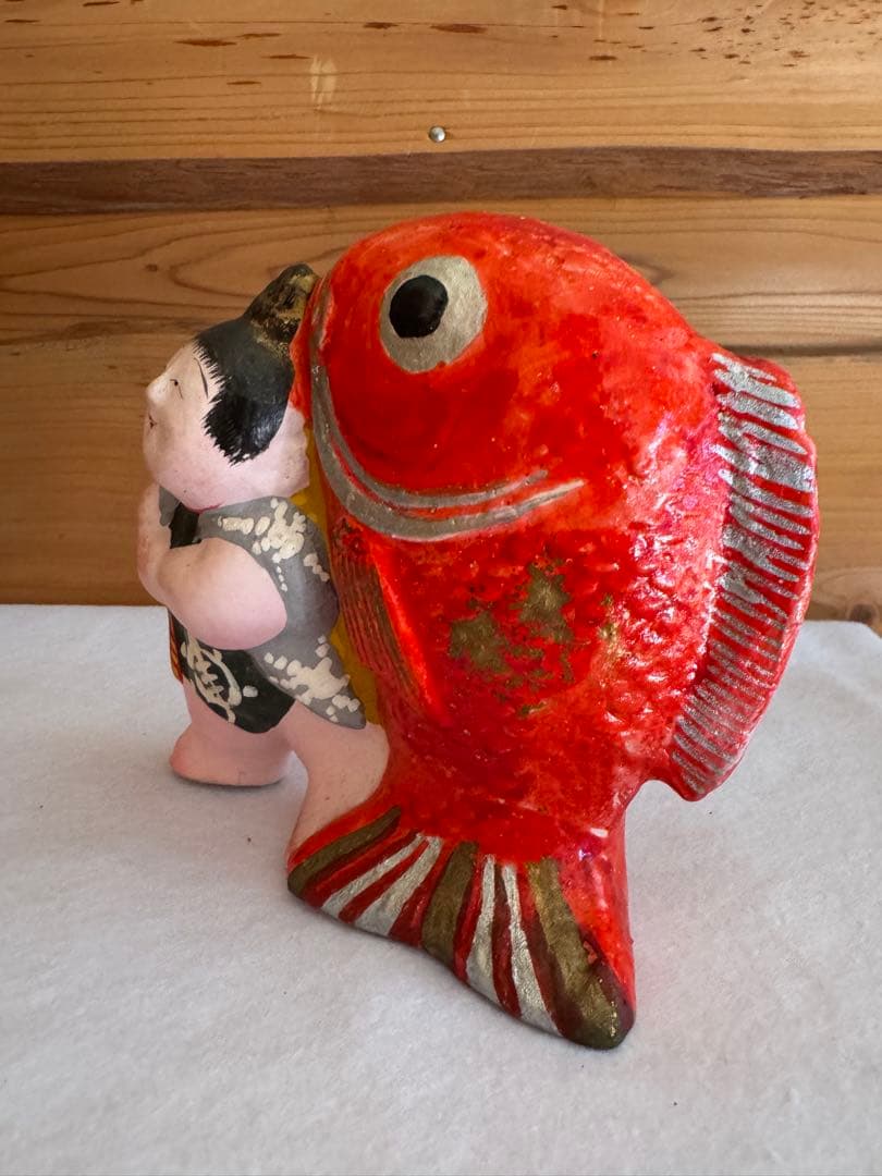 希少 中野土人形 奈良久雄 『鯛曳童子』郷土玩具 民藝 長野県