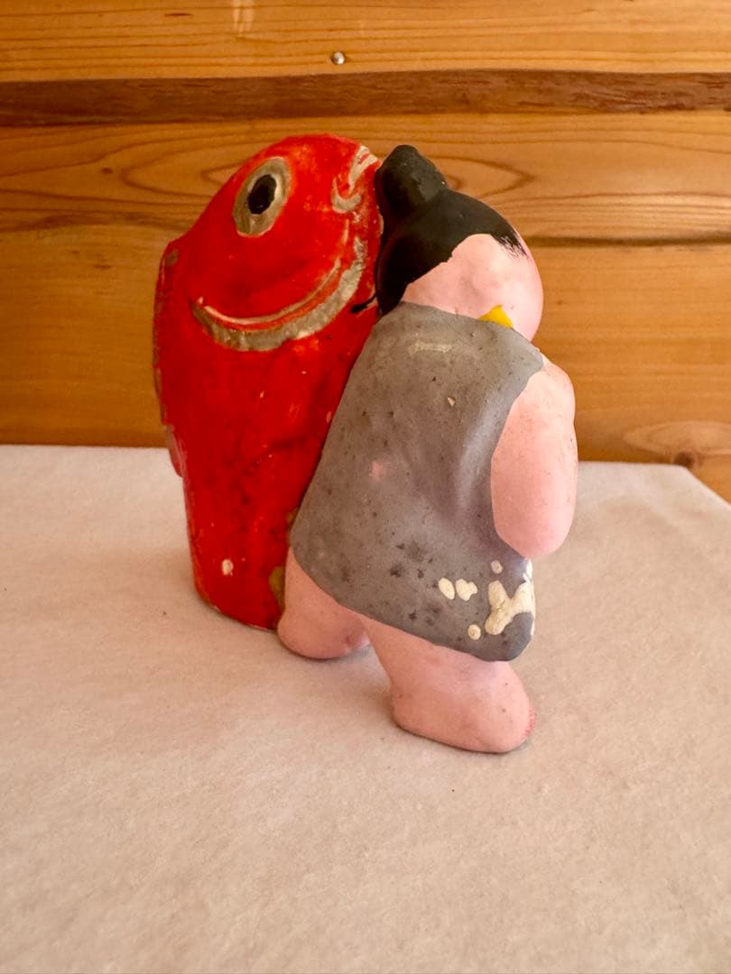 希少 中野土人形 奈良久雄 『鯛曳童子』郷土玩具 民藝 長野県