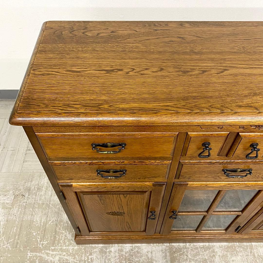 希少 葉山ガーデン 勇峰工芸 花柄サイドボード キャビネット フラワー ナラ材