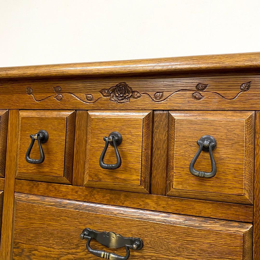 希少 葉山ガーデン 勇峰工芸 花柄サイドボード キャビネット フラワー ナラ材