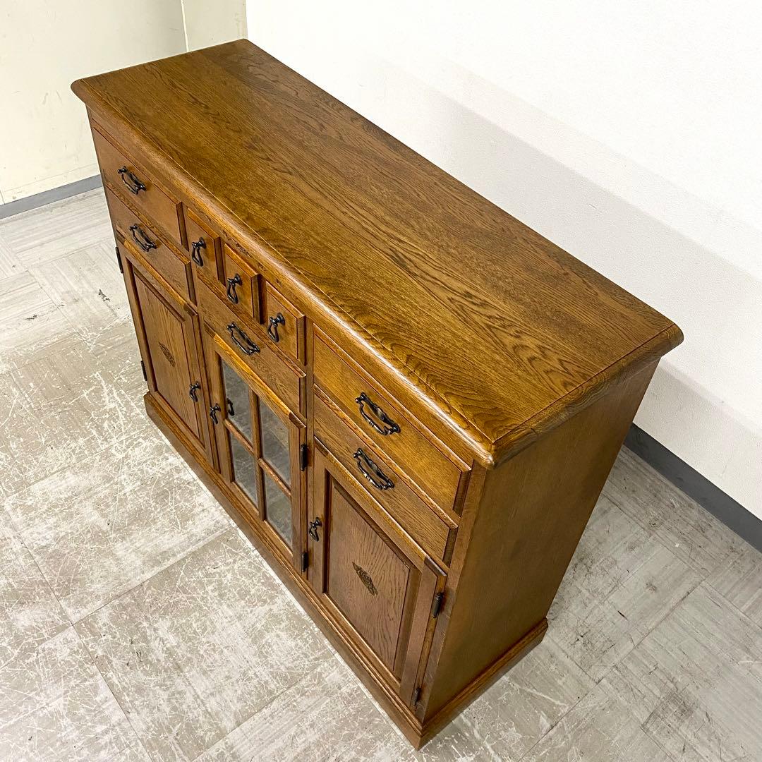 希少 葉山ガーデン 勇峰工芸 花柄サイドボード キャビネット フラワー ナラ材