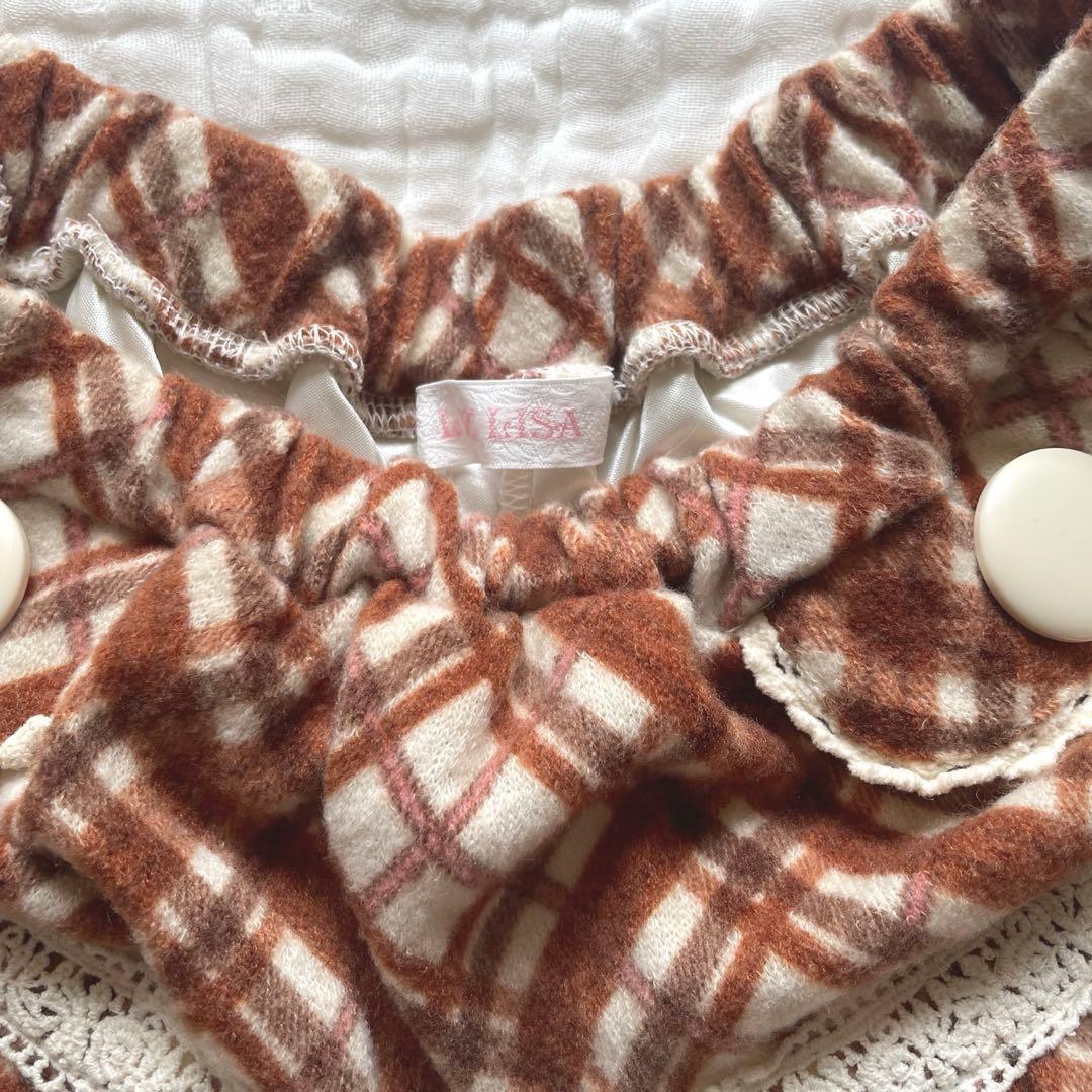 00s 希少 LIZLISA 起毛チェック コットンレースフリルスカパン 姫カジ