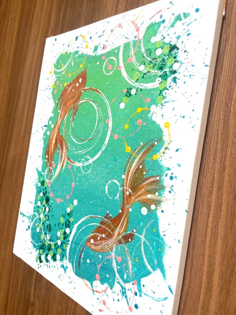 はじけてgoldfishアクリル画　アクリル絵の具　アート　金魚　水槽　絵画