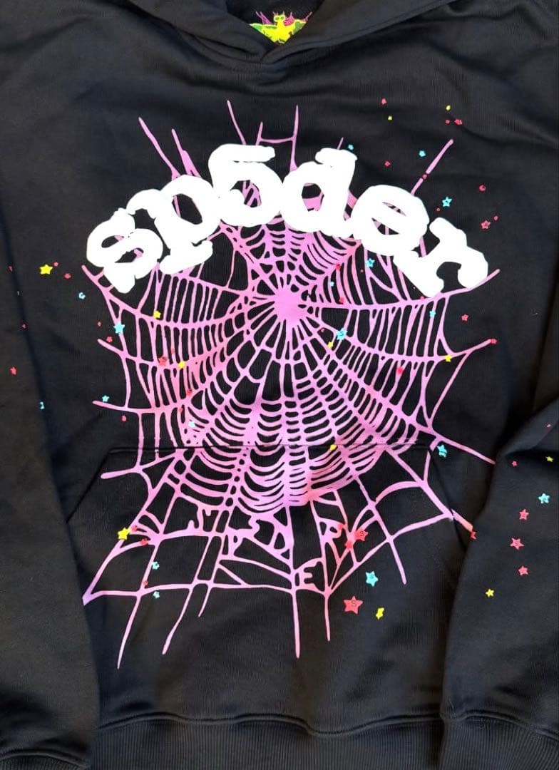 SP5DER OG WEB HOODIE クモの巣 ブラックパーカー