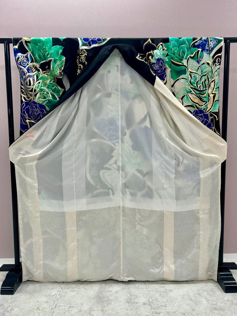 《美品》振袖　単品 A No.408 白 中振袖150〜160cm