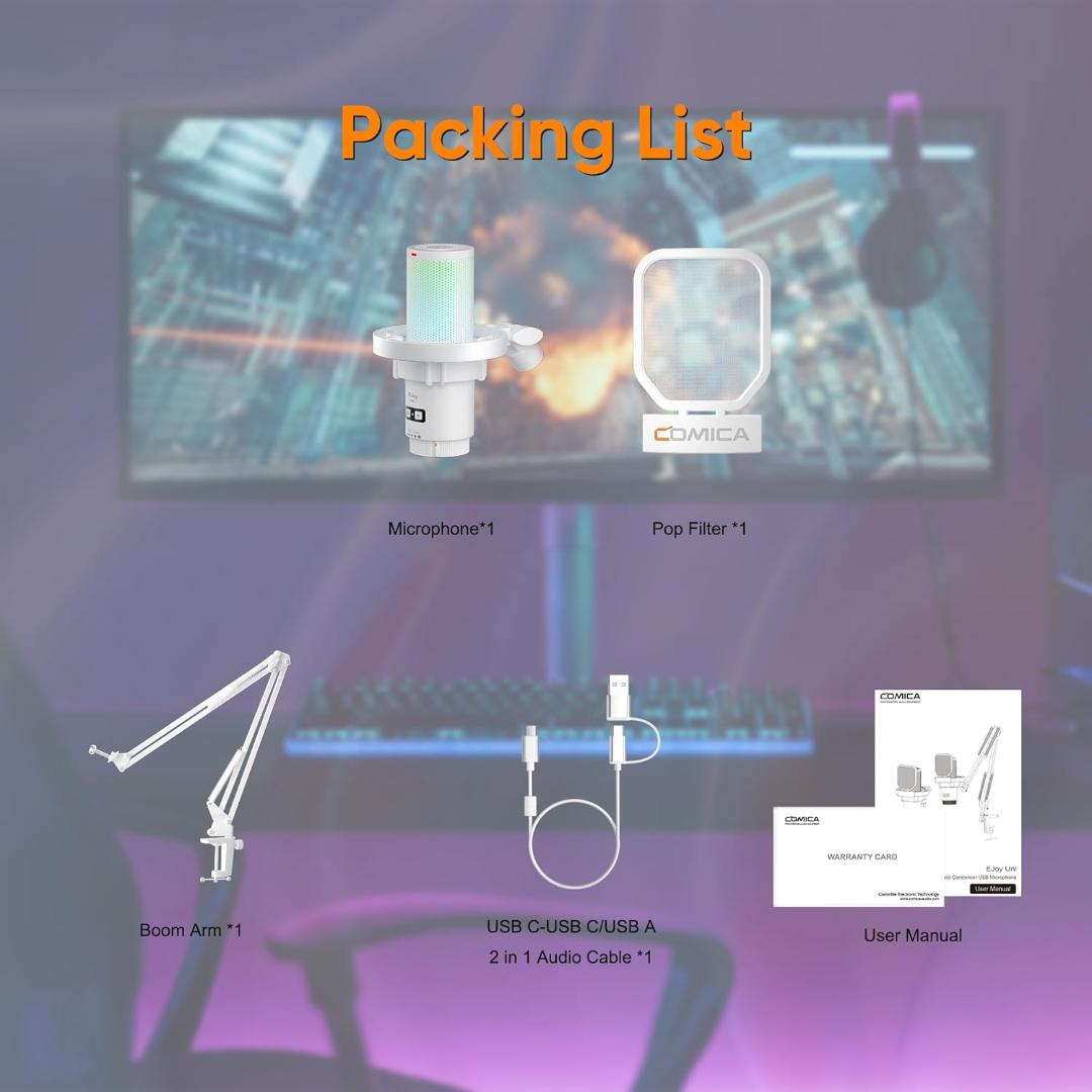 Comica USBコンデンサーマイク ゲーミングマイク ブームアーム付き