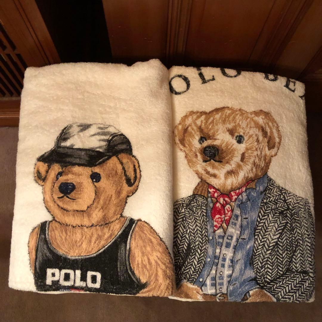 デッドストック USA製 90s ポロスポーツ ポロベアー バスタオル