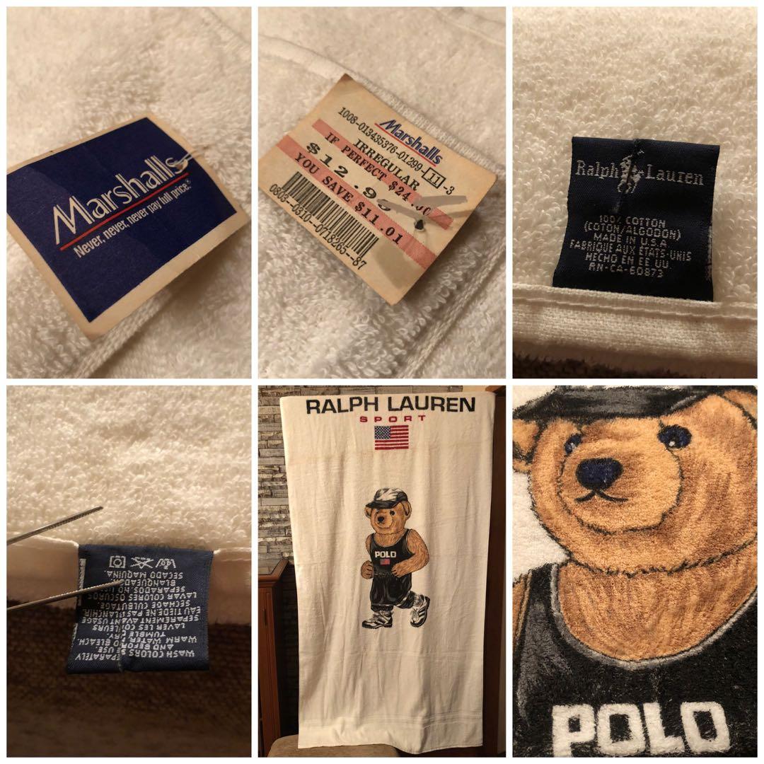デッドストック USA製 90s ポロスポーツ ポロベアー バスタオル
