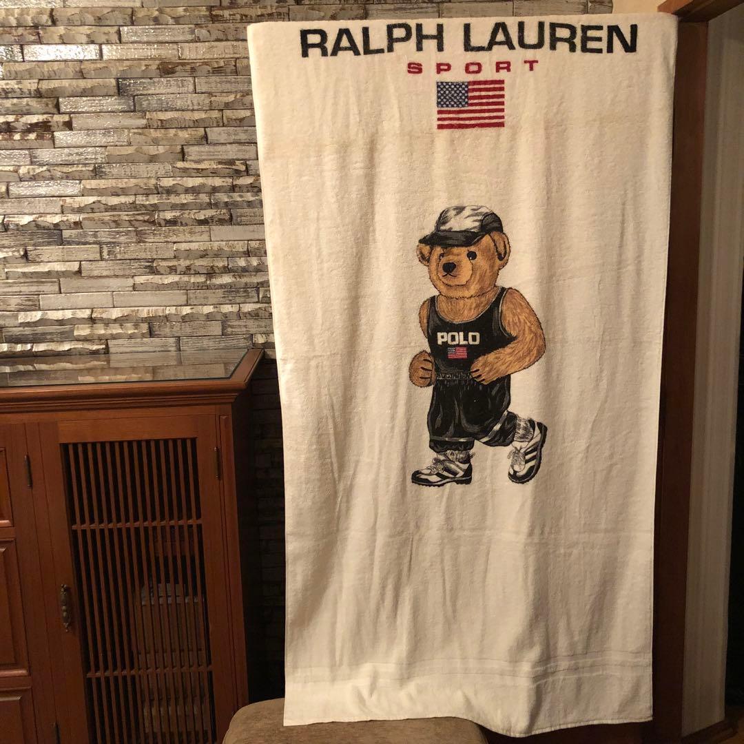 デッドストック USA製 90s ポロスポーツ ポロベアー バスタオル