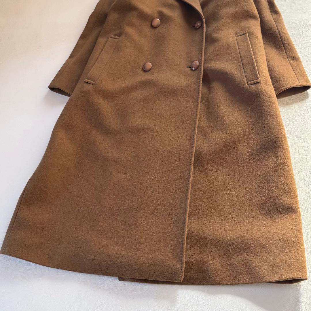 美品 【着丈111㎝】 ダブルチェスターコート カシミヤ100% キャメル 11