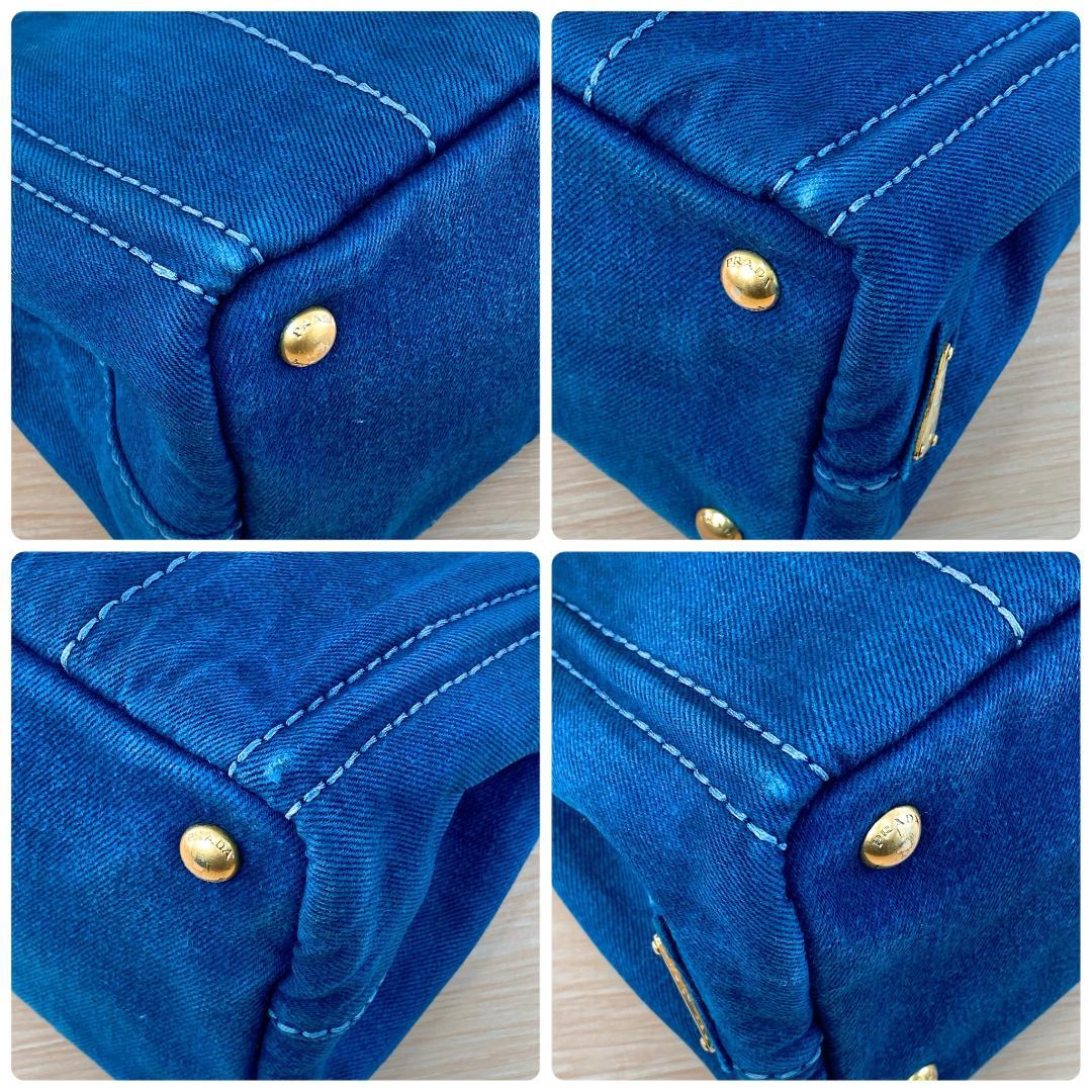 プラダ カナパ ミニ ショルダーバッグ ハンドバッグ カバン ネイビー 青系