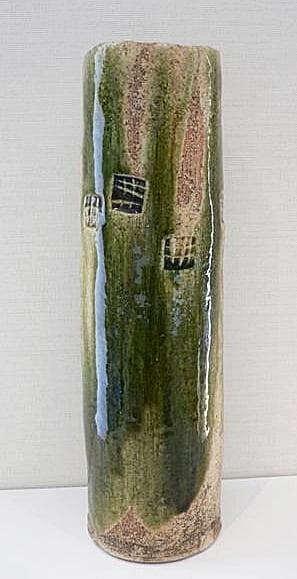 高さ36ｃｍ　加藤舜陶（県重要無形文化財）釉彩印花花入　M36