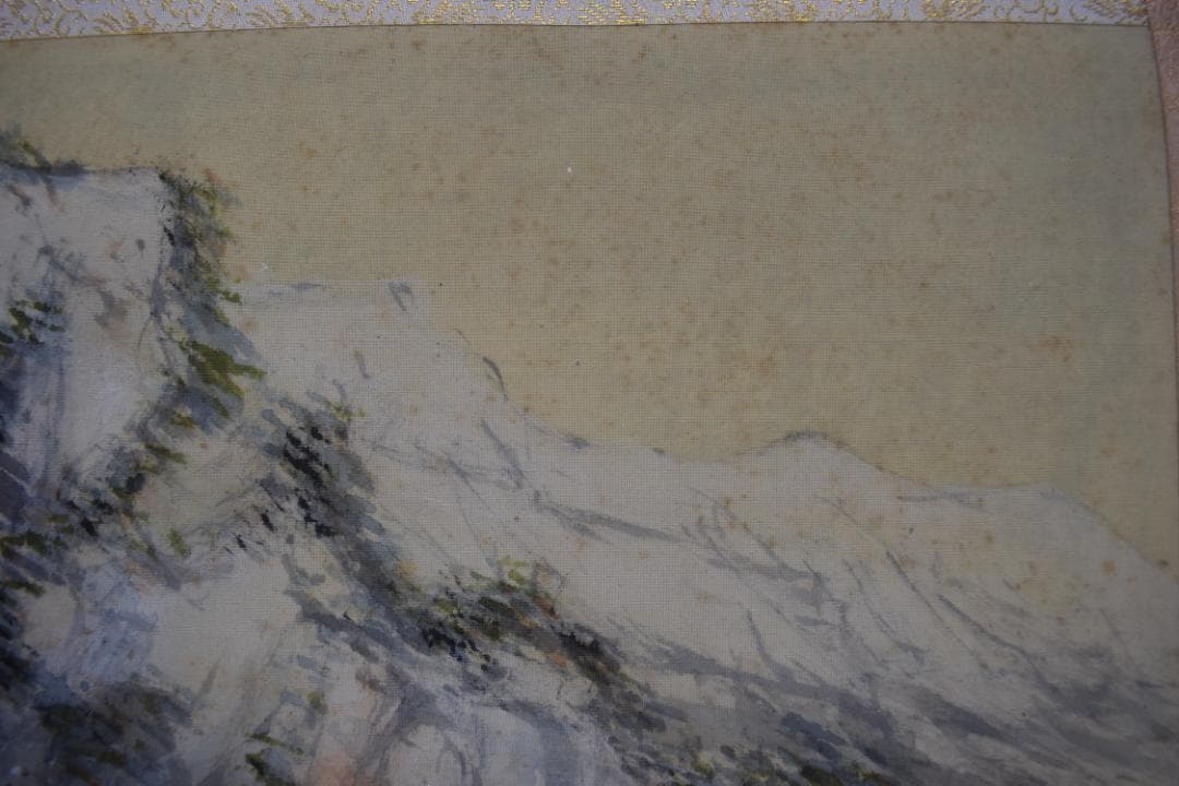 【真作】橘田永芳/梅渓春耕図/梅山農耕/横物/掛軸☆宝船☆Y-723　JM