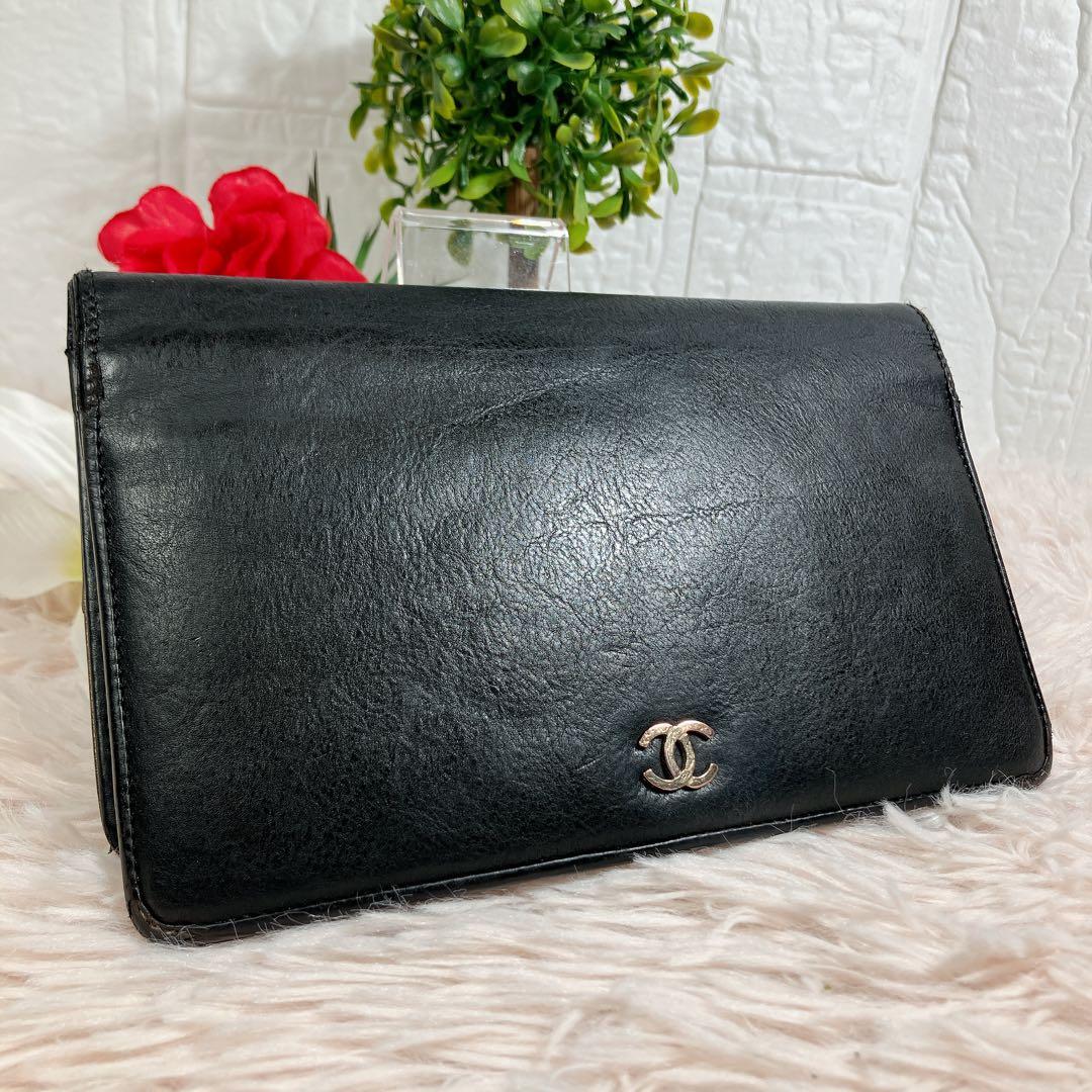 希少 CHANEL ココマーク 二つ折り 長財布 大容量 ブラック 黒 即日発送