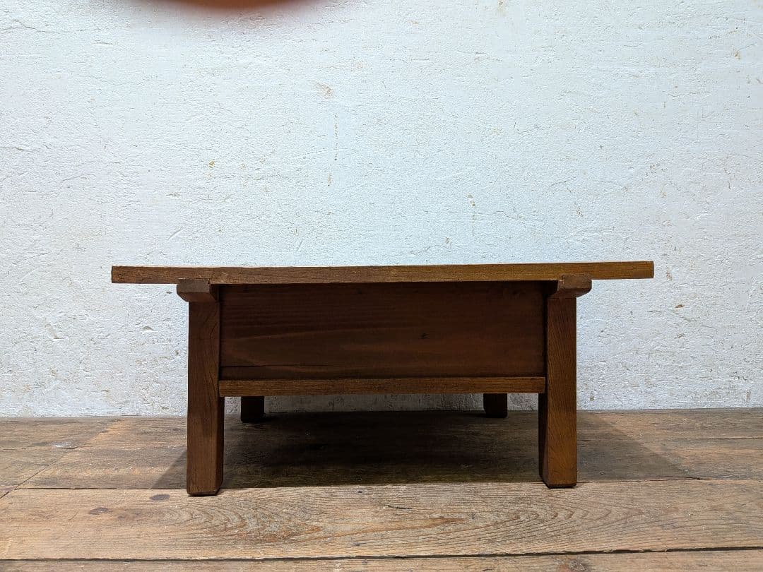 1117 アンティーク　総欅の文机　けやき　ローテーブル　陳列台　骨董　レトロ