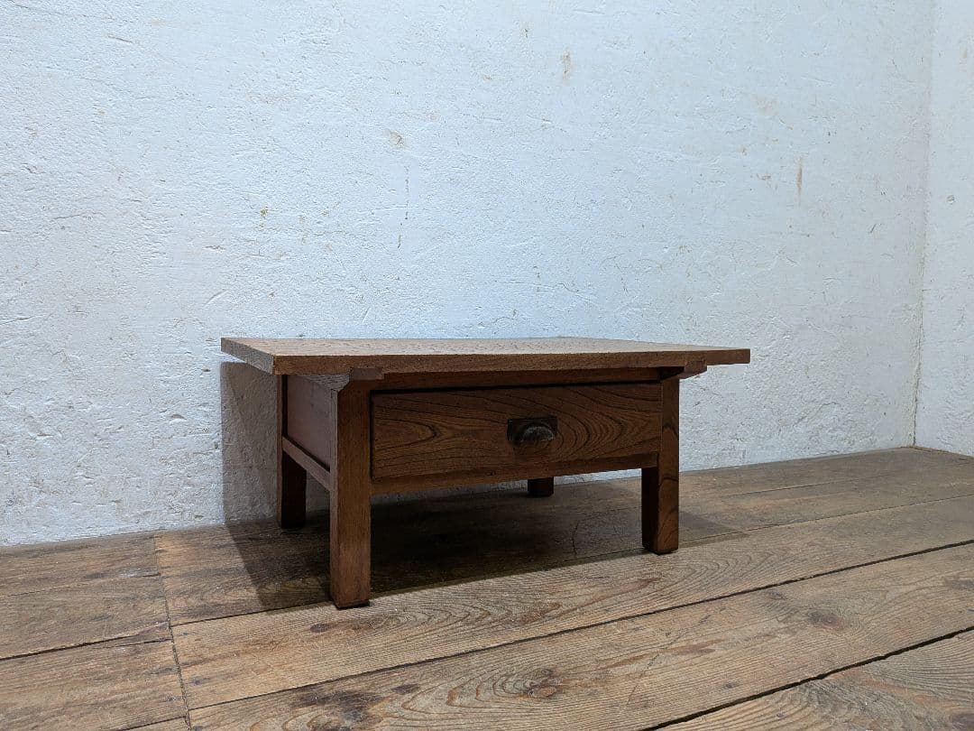 1117 アンティーク　総欅の文机　けやき　ローテーブル　陳列台　骨董　レトロ