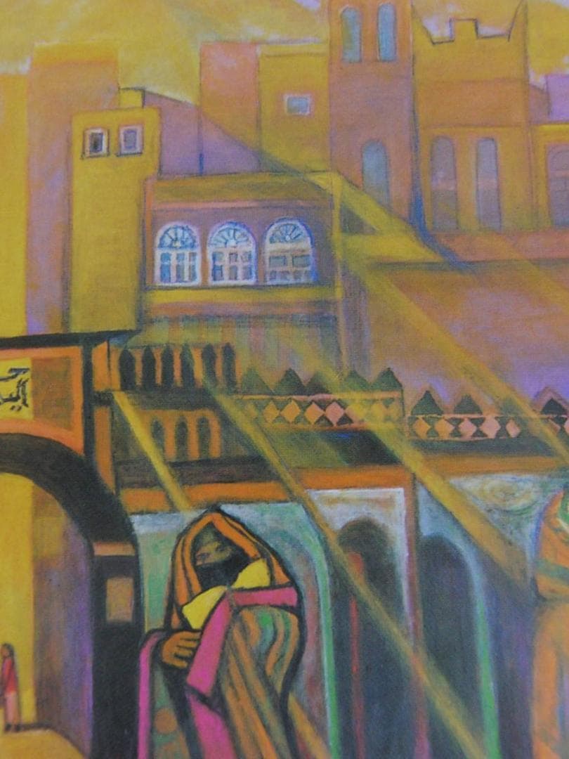 入江一子、【イエメン門】、希少な額装用画集より、新品額装付、状態良好