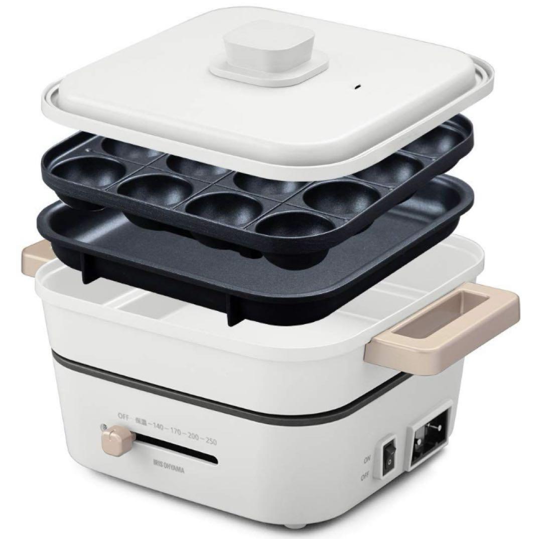 新品未使用⭐︎アイリスオーヤマ グリル鍋 3枚プレート ライトグレー