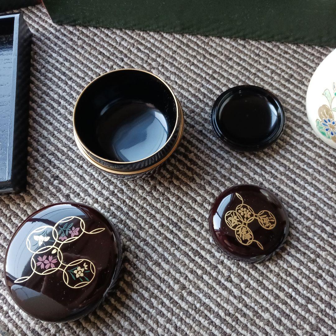 茶道具一式 深緑色茶箱　野点