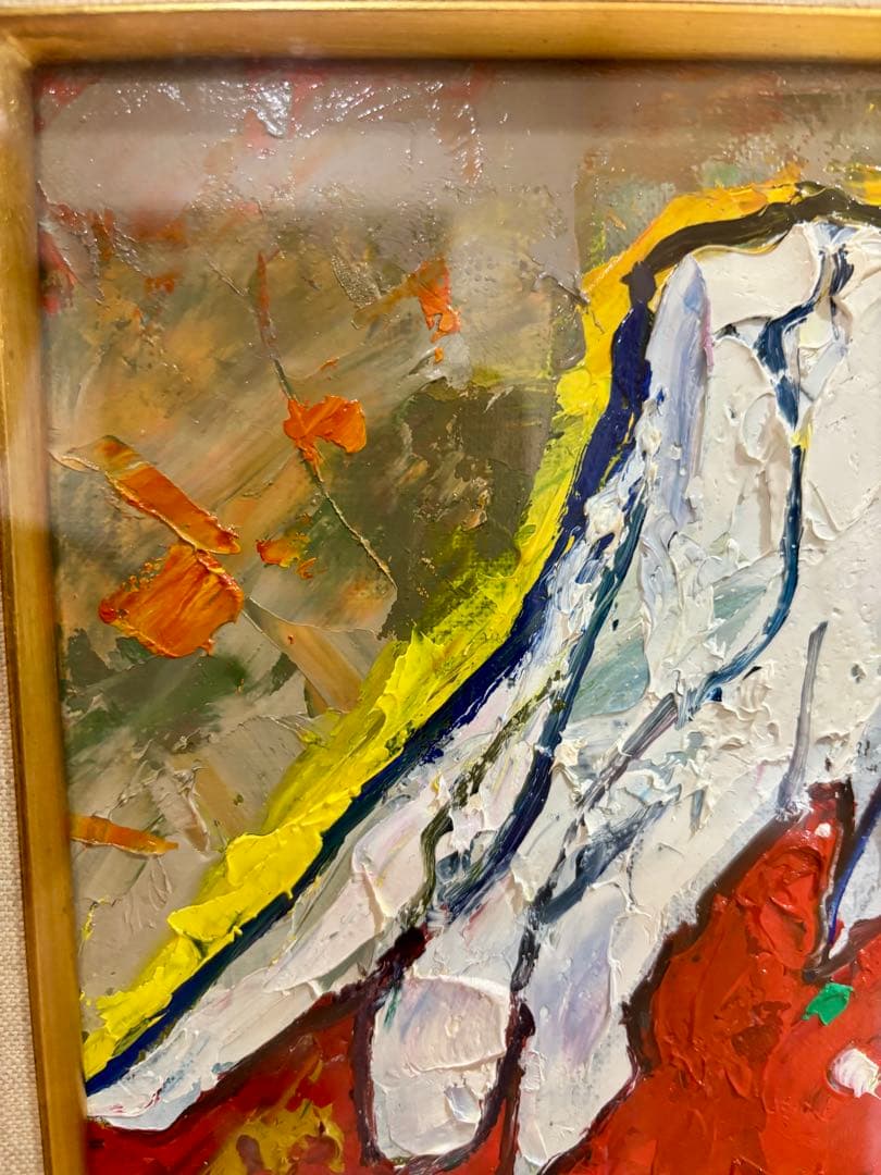 #大沢武士 『赤富士』油彩画（F4号）額装 直筆サイン入り