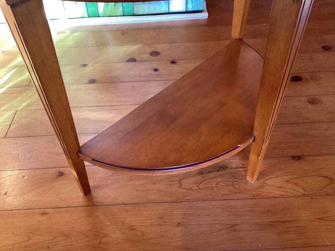 ナチュラルウッド 半円形コンソールテーブル
