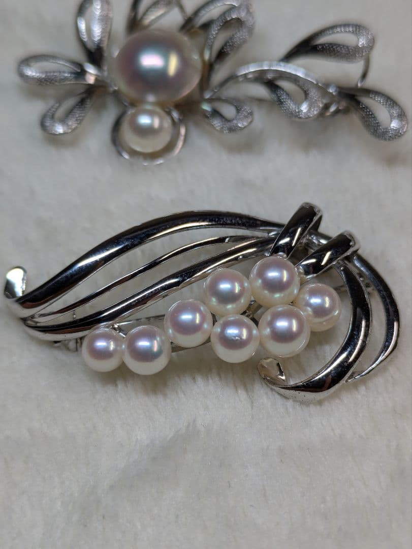 アコヤ真珠　あこや　ミキモト　ブローチ　帯留め　白蝶真珠　マベパール　ネックレス