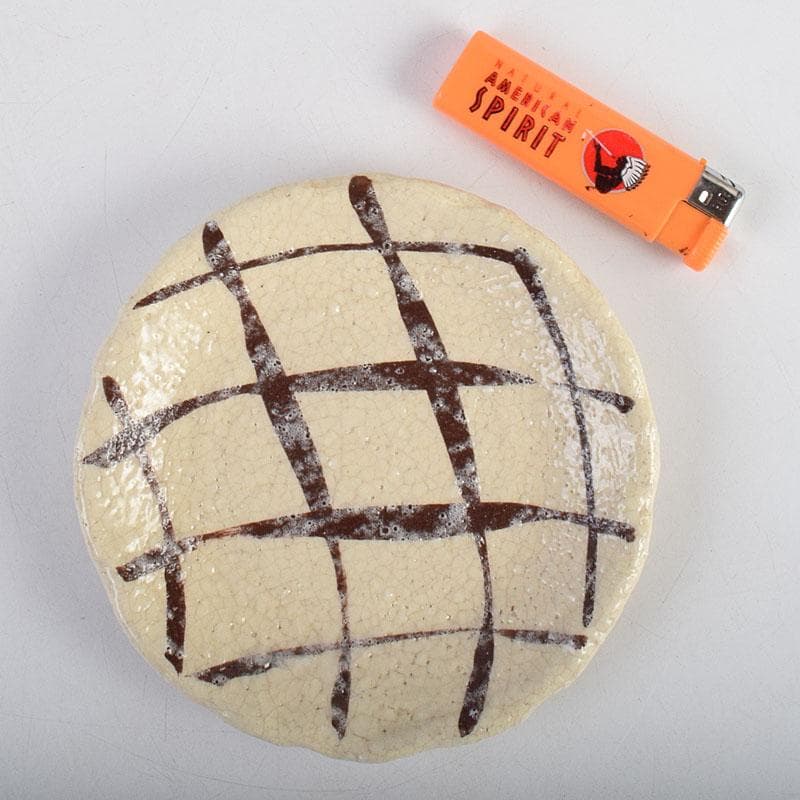 北大路魯山人作　網目文　銘々皿　五客　銘「磯風」　清水公照極め箱　M　R9391