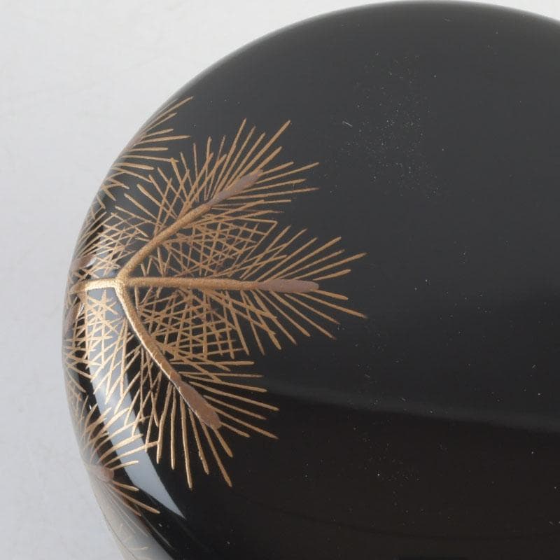 茶道具　三辻雪里作　若松蒔絵　棗　共布共箱　V　9316