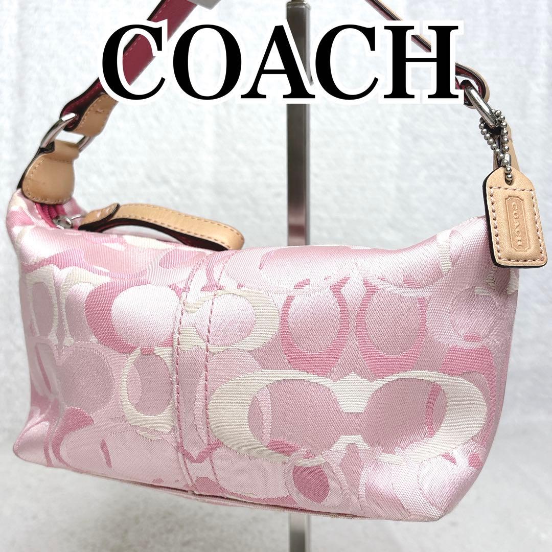 COACH シグネチャー ピンク アクセサリーポーチワンショルダー　y2k
