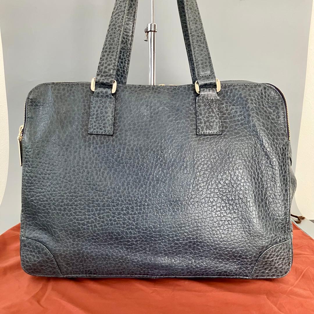 美品 aniary AEL レザーブリーフケース/ビジネスバッグ/紺/迷彩