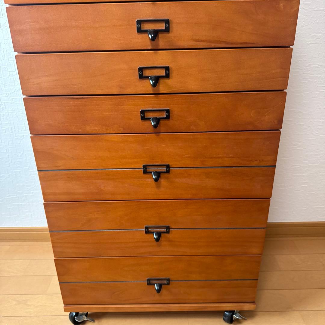 キャスター付きヴィンテージ調多段チェスト　幅47.5