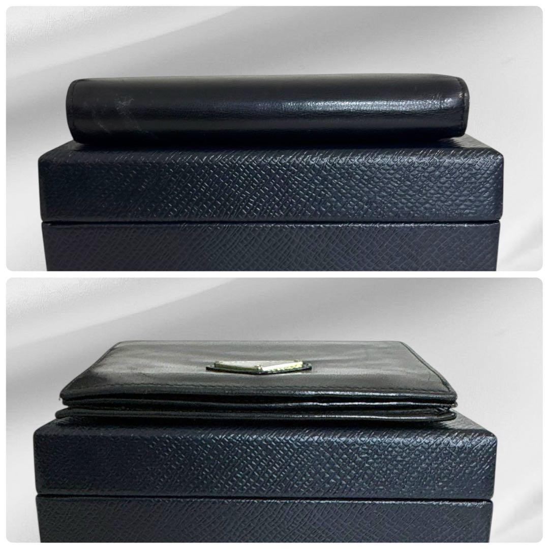 美品✨ PRADA プラダ 二つ折り財布 オールレザー ブラック ブラック