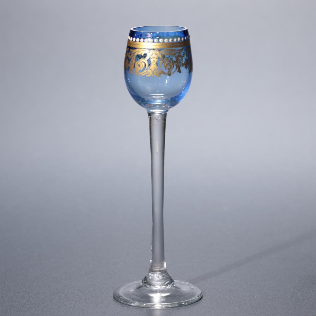 アンティークグラス　リキュールグラス　青　R1345ダI