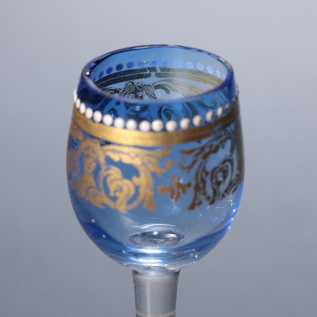 アンティークグラス　リキュールグラス　青　R1345ダI