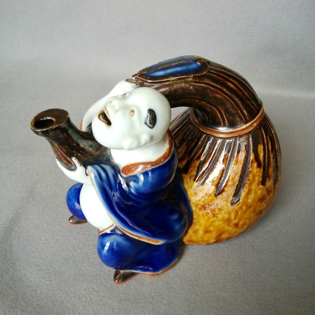 古平戸焼　平戸焼　古平戸酒器　平戸酒器　古平戸焼瑠璃鉄釉布袋酒注　平戸徳利