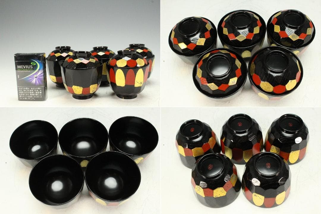 平安象彦造 八千代椀 小吸物椀 五客 共箱(K-YC585)