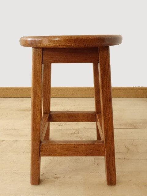北海道手作り家具　ケヤキ（欅）材　スツールD　座面一枚板