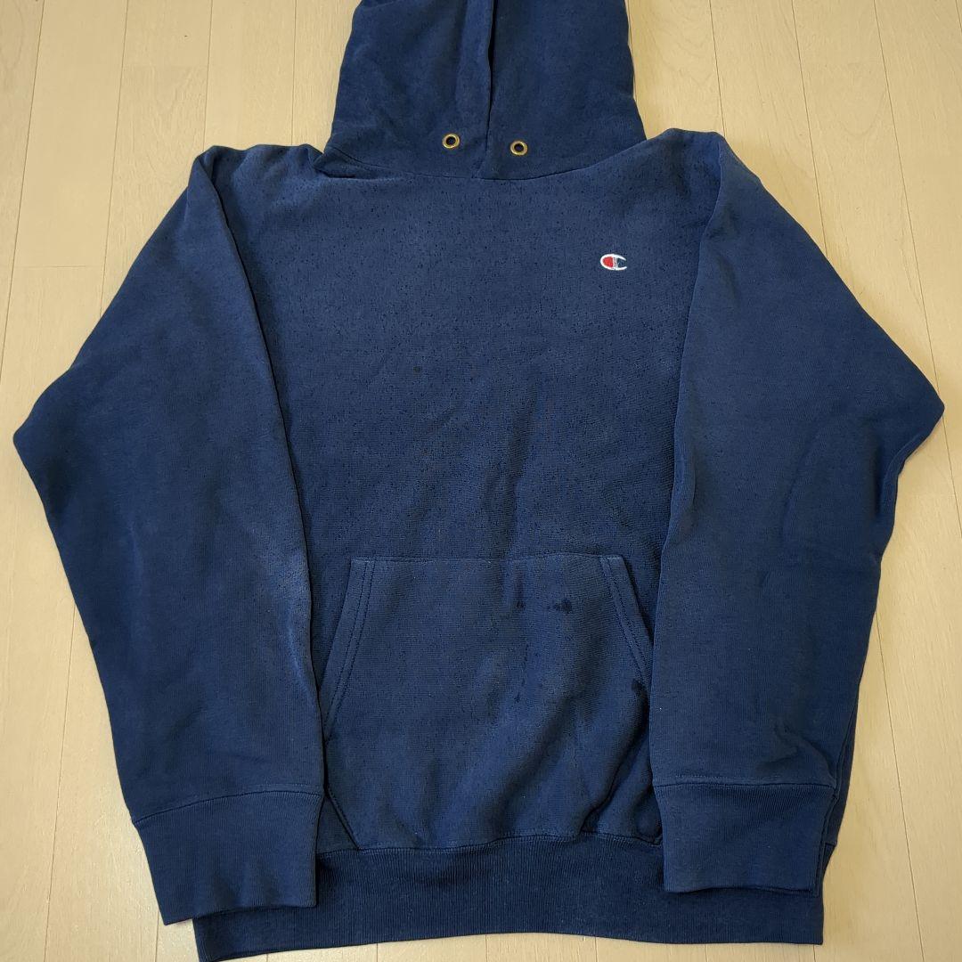 【80s トリコタグ】袖目無しリバースウィーブパーカー スウェット ネイビー L