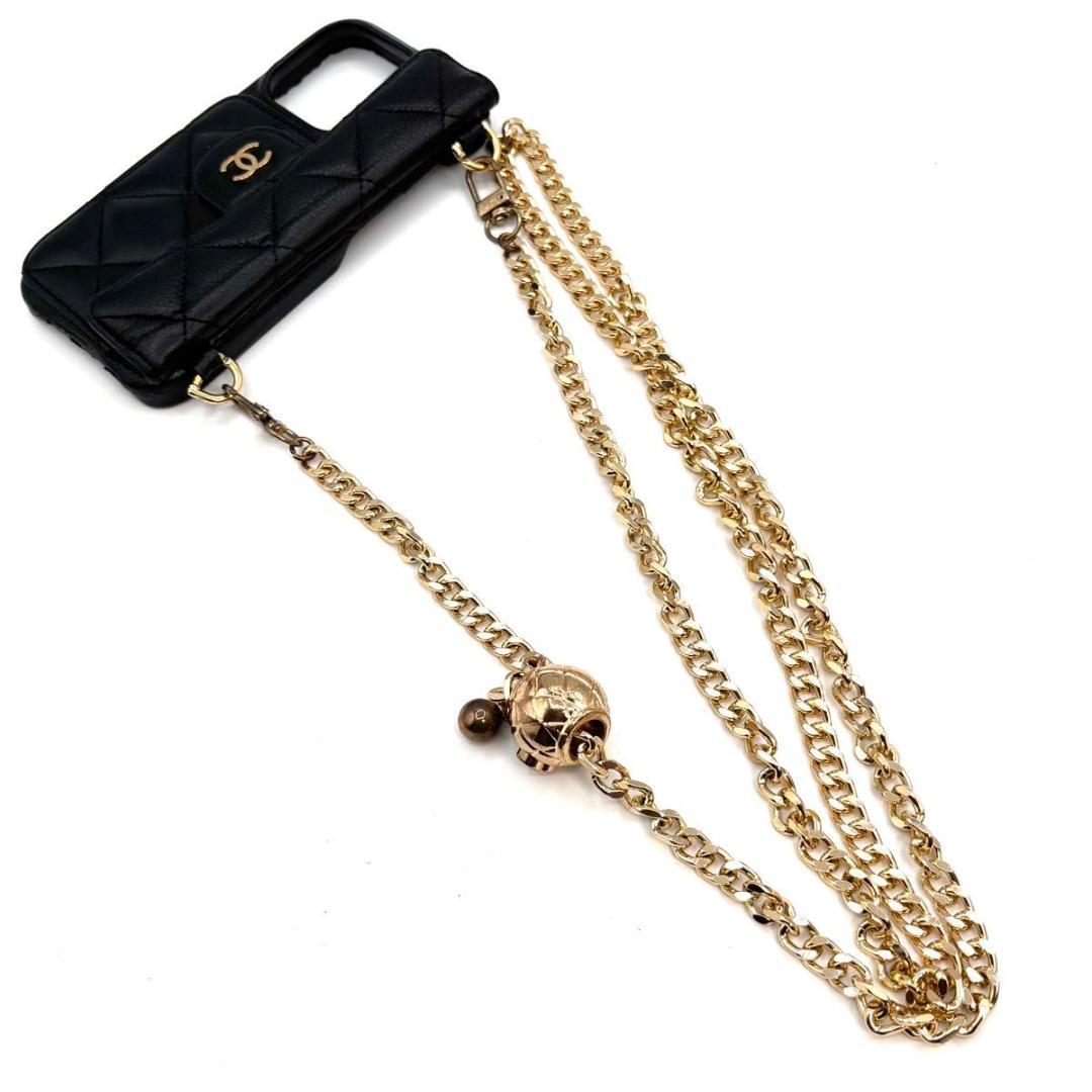 美品 シャネル iPhone14Proスマホケースキャビアスキン マトラッセ