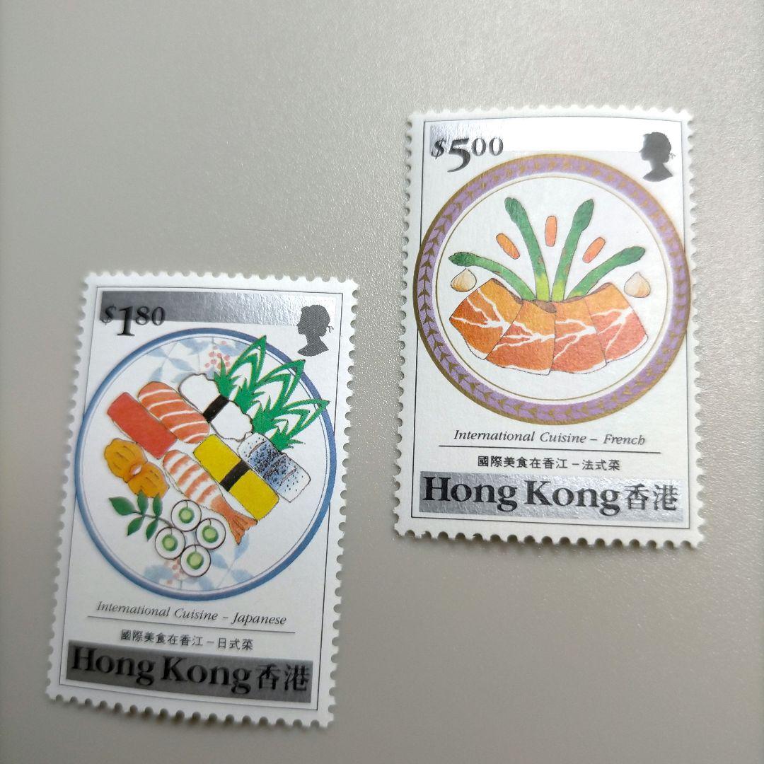 2002 外国切手 香港 1990年 世界の料理 グルメ  和食 等6種完