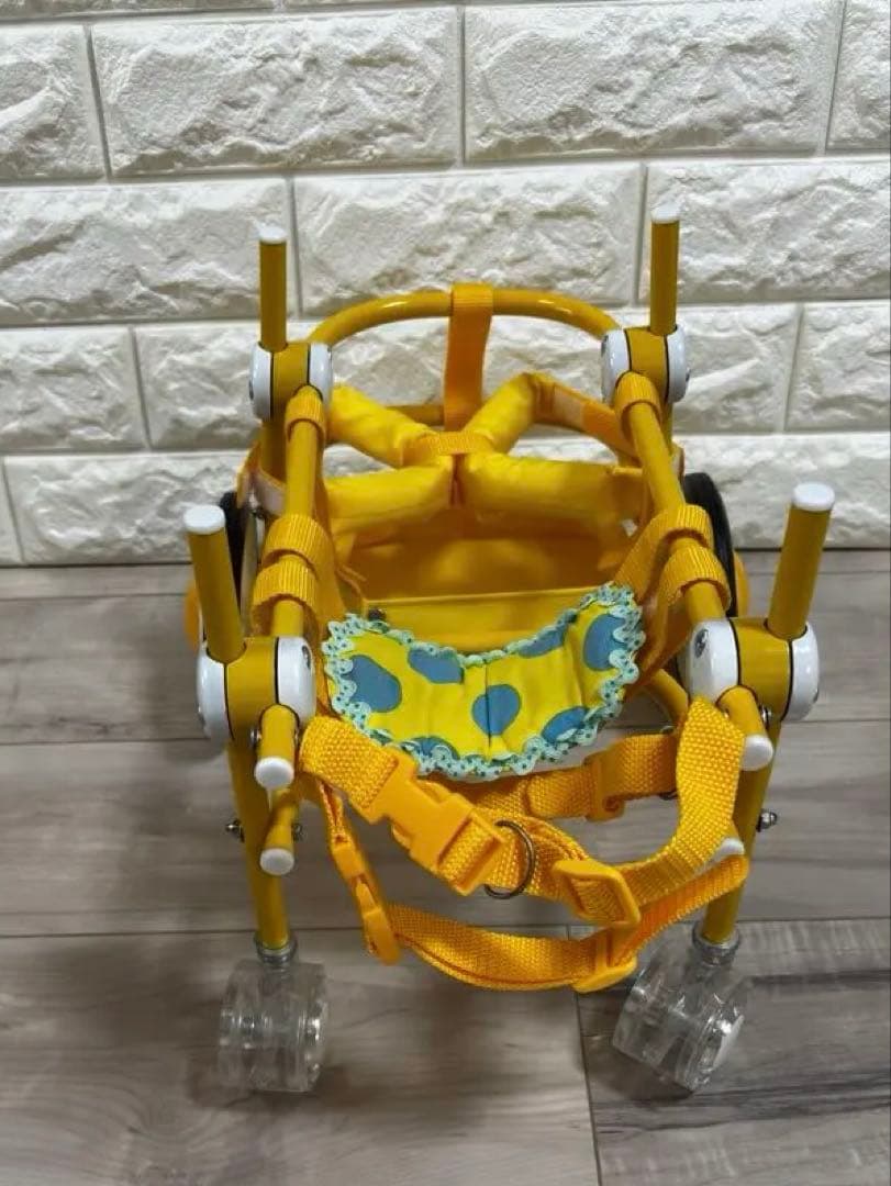 【オーダーメイド】犬車椅子　パーツ取り外し可能　頑丈　車輪回転良好 イエロー