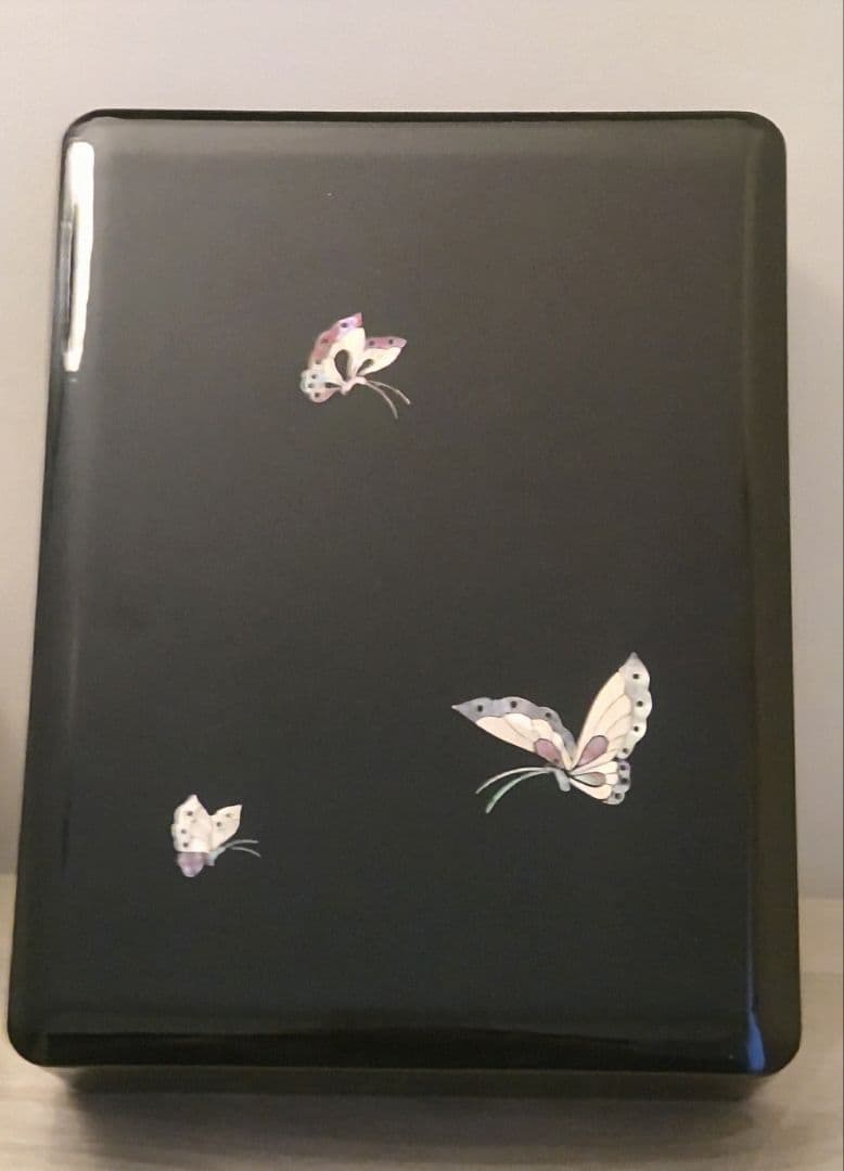 高級 高岡漆器 松翠作 青貝塗り 螺鈿 文庫 桐箱入り