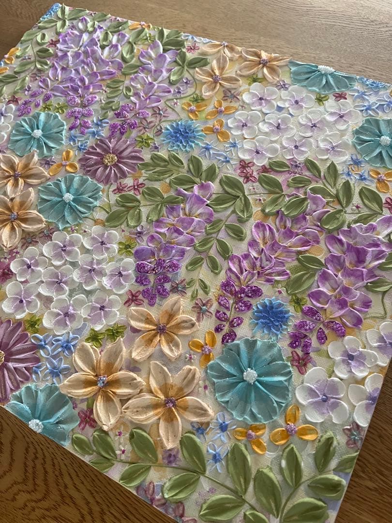 花柄　絵画 藤の花 藤 藤の絵 藤柄 テクスチャーアート ボタニカル