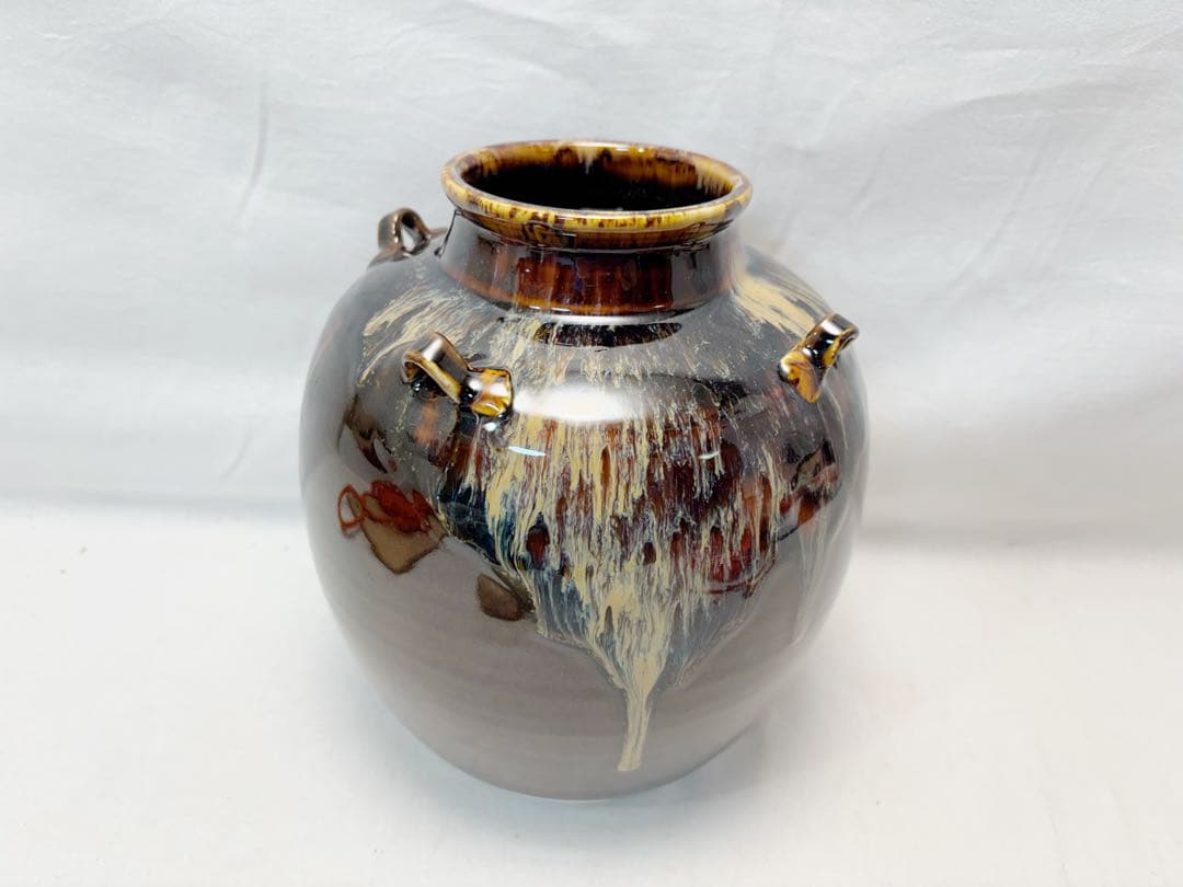 ほぼ未使用 茶道具 洛東 桶谷定一作 天目 茶壺 飾壺 陶印 口切茶事 共箱