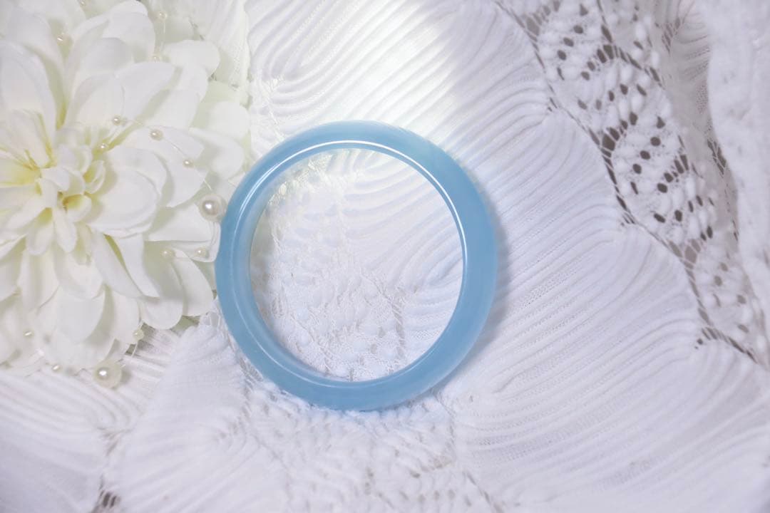 天然石　ブルー　アクアマリン 海藍宝 バングル 内径60.3 透明度が高い